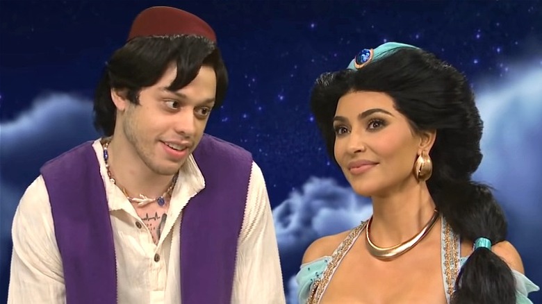 Pete Davidson and Kim Kardashian on SNL as Jasmine and Aladdin