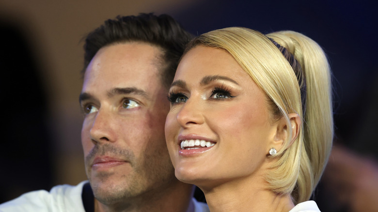 Paris Hilton and Carter Reum posing together