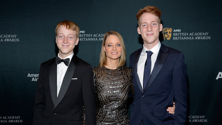 Jodie Foster poses with her sons