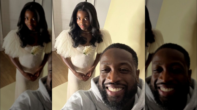 Dwayne Wade taking selfie with daughter Zaya