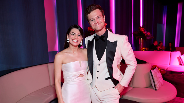 Jack Quaid and Claudia Doumit smiling