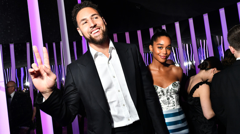 Klay Thompson and Laura Harrier together at event