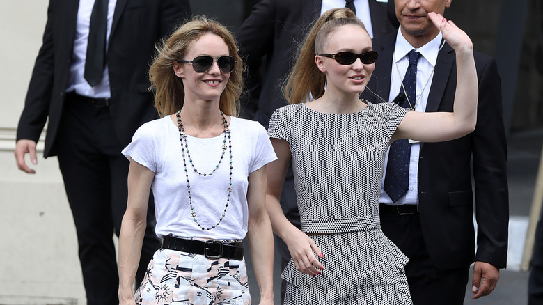 Vanessa Paradis and Lily-Rose Depp smiling