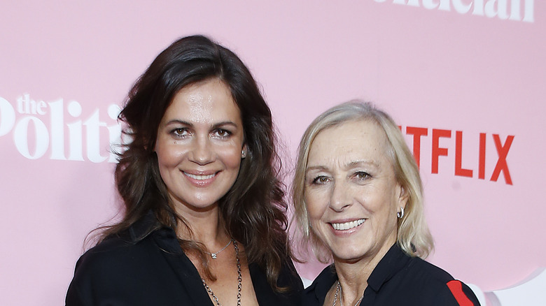 Julia Lemigova and Martina Navratilova smiling