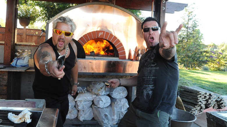Guy Fieri and Steve Harwell barbecuing