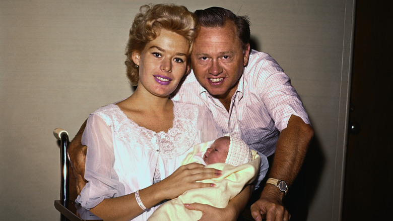 Mickey Rooney and Barbara Ann Thomason with their baby daughter.