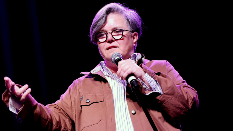 Rosie O'Donnell performing on stage.