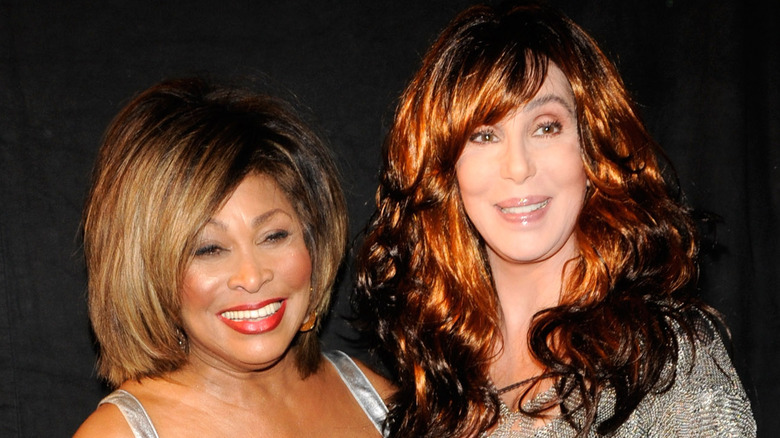 Tina Turner and Cher smiling together
