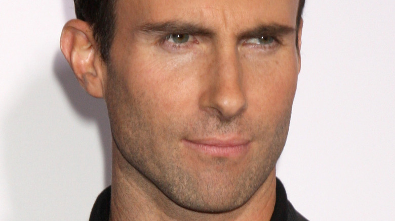 Adam Levine looking to the side with serious expression