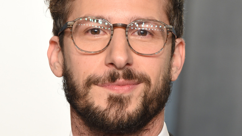 Andy Samberg smiling slightly