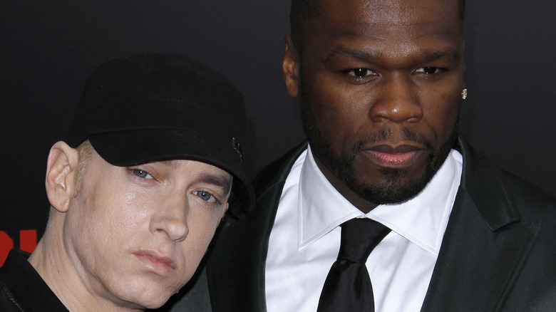 50 Cent and Eminem pose