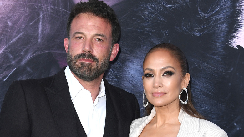 Ben Affleck and Jennifer Lopez looking serious