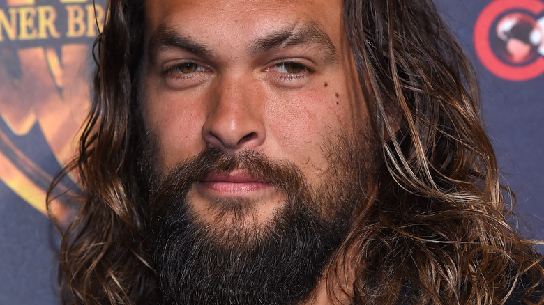 Jason Momoa smiling slightly