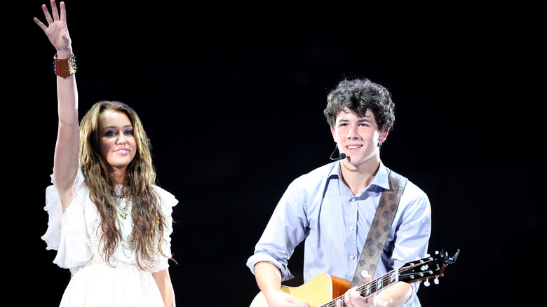 Miley and Nick on stage together