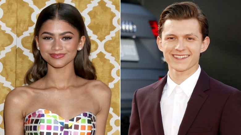 Zendaya and Tom Holland both smiling