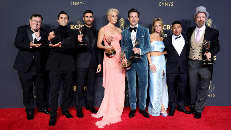The cast of 'Ted Lasso' at the 2021 Emmy Awards red carpet