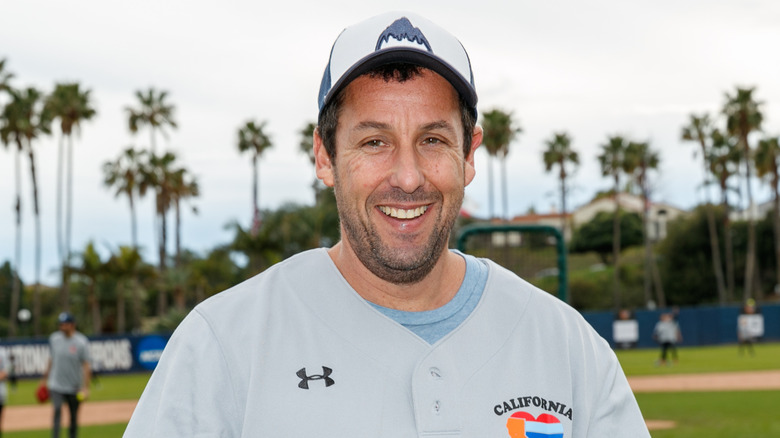 Adam Sandler on a baseball field