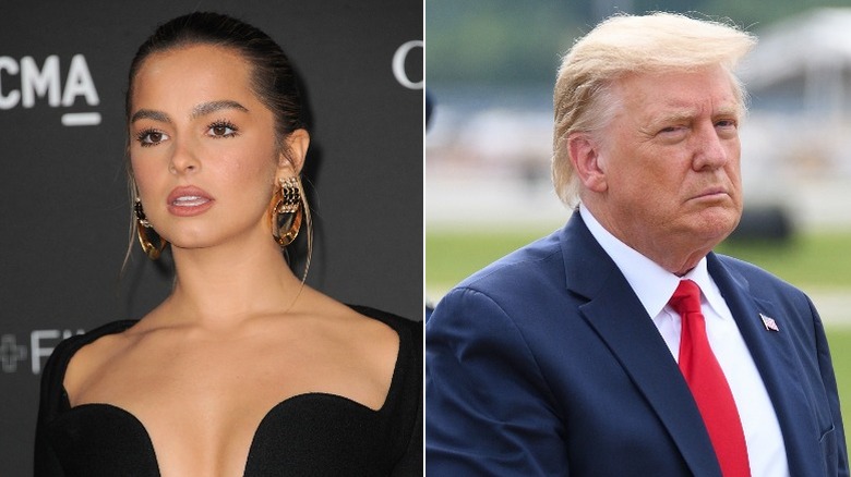 Addison Rae and Donald Trump split image