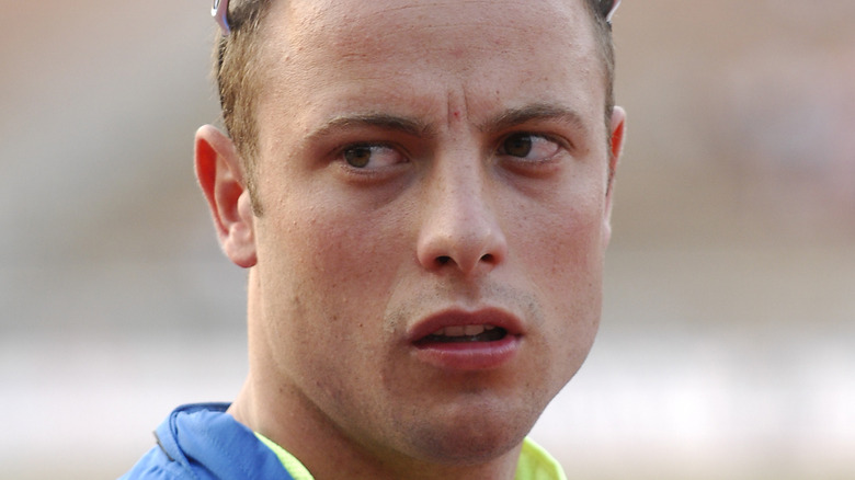 Oscar Pistorius looking annoyed