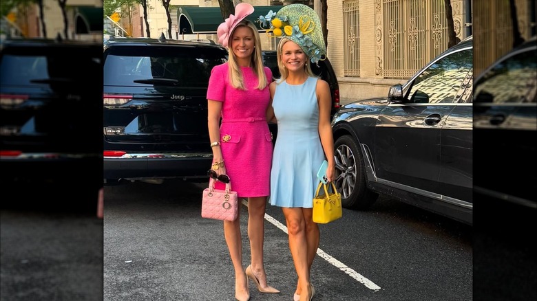 Ainsley Earhardt in a pink dress and hat