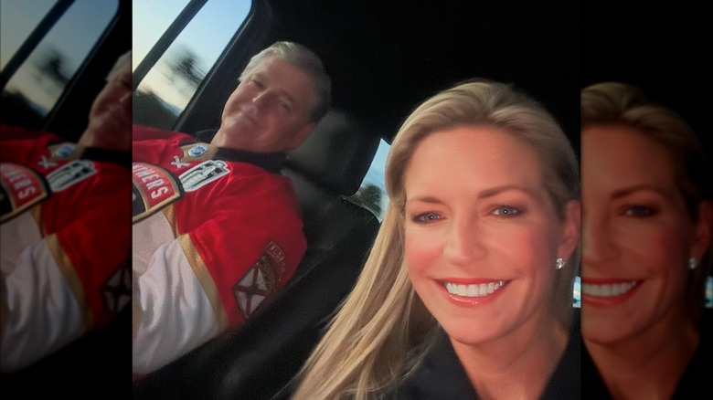 Sean Hannity and Ainsley Earhardt posing for a car selfie
