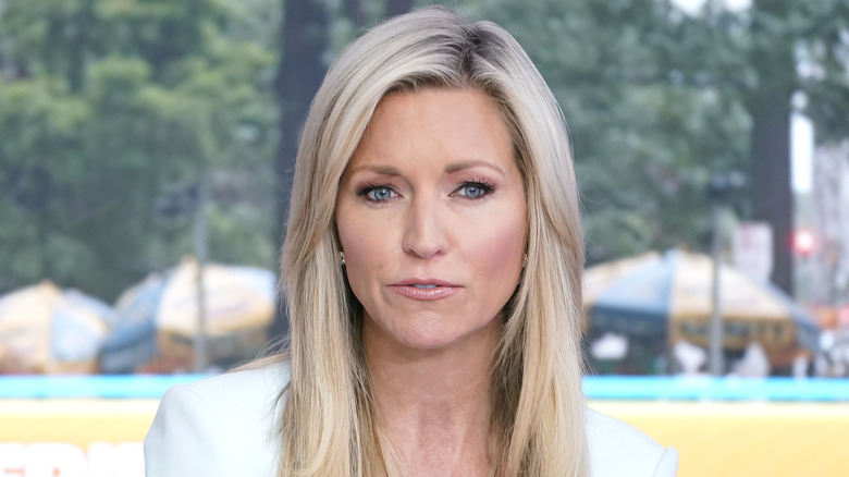 Ainsley Earhardt speaking on the Fox & Friends set