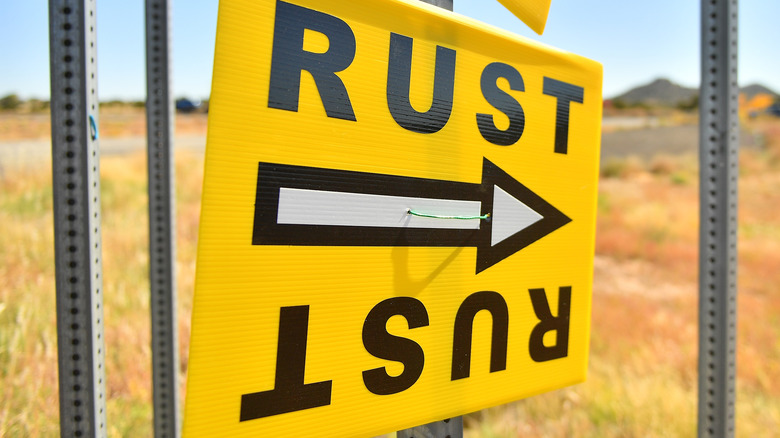 Rust production sign 
