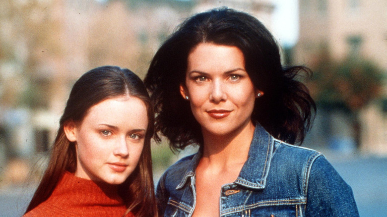 Alexis Bledel poses with Lauren Graham during Gilmore Girls days