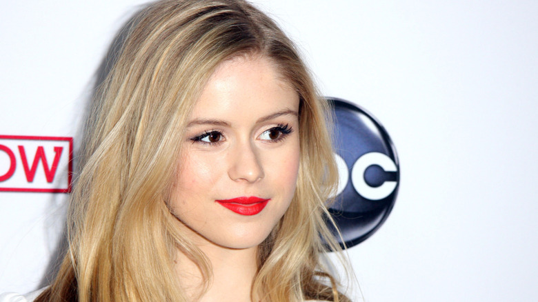Erin Moriarty posing at an ABC event