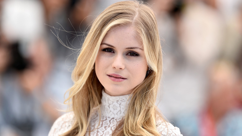 Erin Moriarty posing outdoors