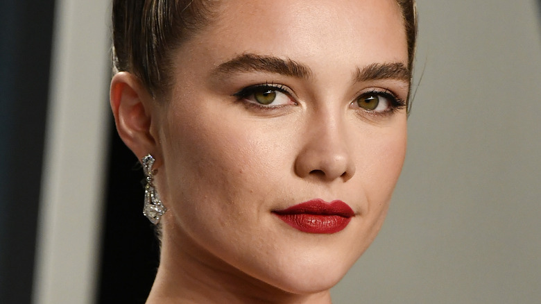 Florence Pugh wearing red lipstick