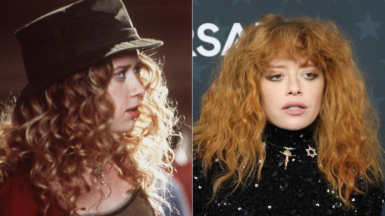 Split image of Natasha Lyonne in American Pie and in 2026