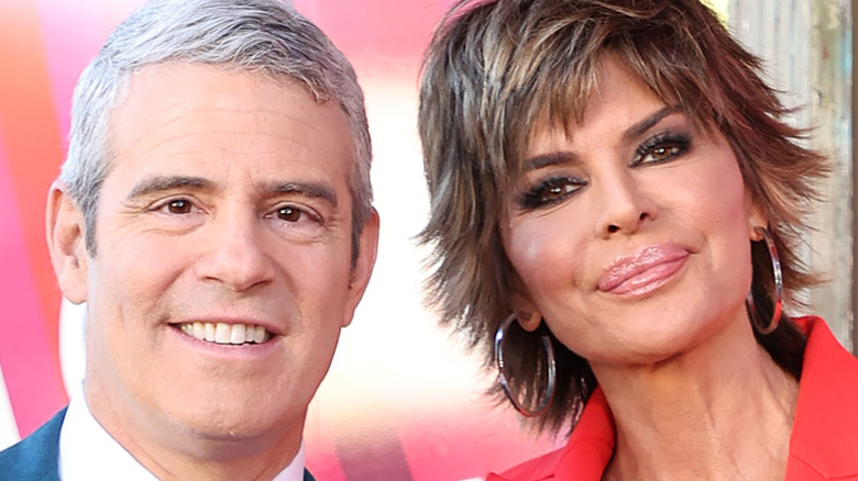 Andy Cohen and Lisa Rinna posing