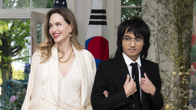 Angelina Jolie and Maddox Jollie-Pitt smiling