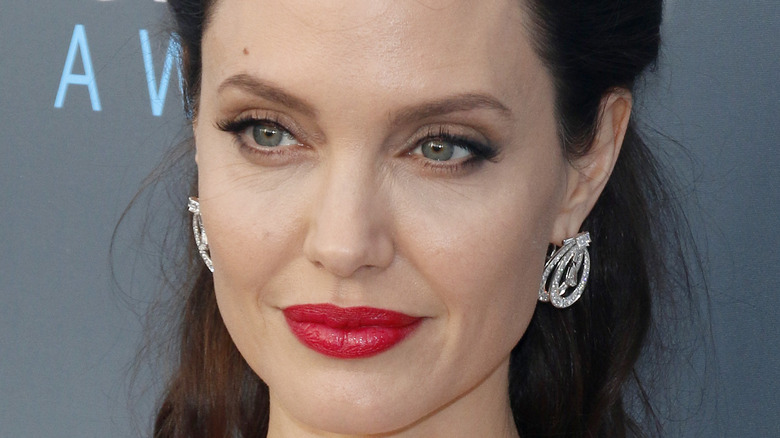 Angelina Jolie with pursed red lips