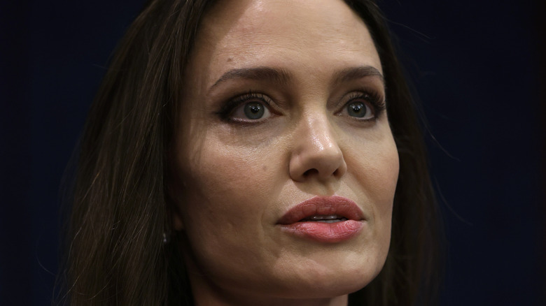 Angelina Jolie with pink lipstick