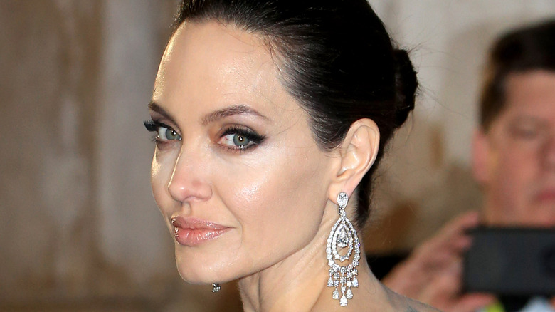 Angelina Jolie with diamond earrings