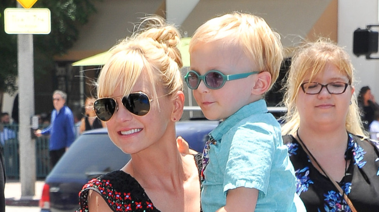 Anna Faris with son Jack in her arms