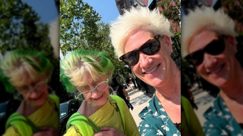 Anne Burrell posing with the Green Lady of Brooklyn