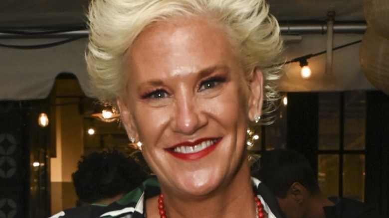 Anne Burrell wearing red lipstick