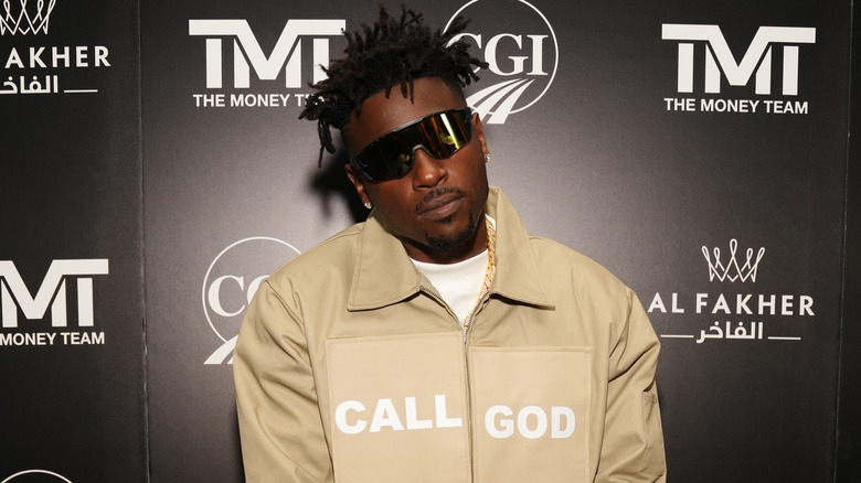Antonio Brown in a pair of shield sunglasses