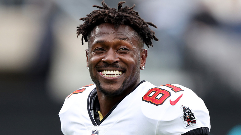 Antonio Brown smiling during a game
