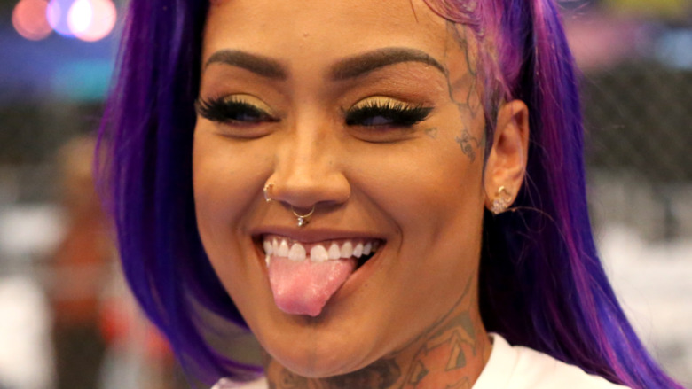 Donna from Black Ink Crew sticking out her tongue