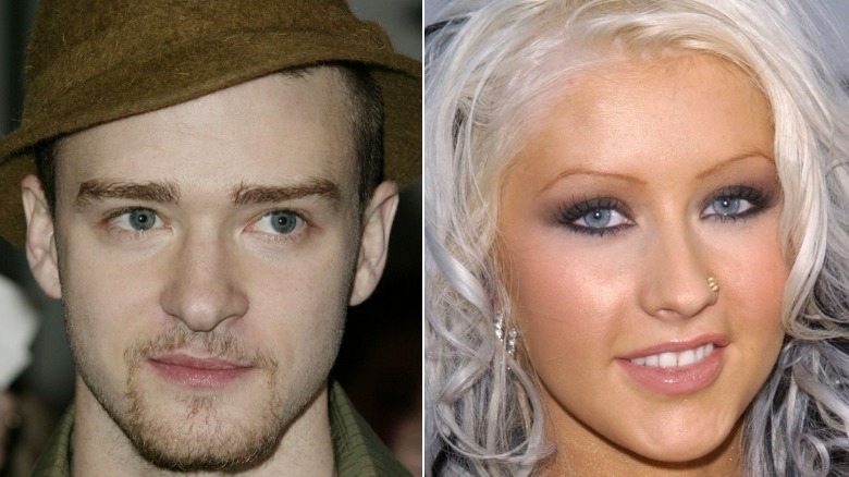 Justin Timberlake and Christina Aguilera split image
