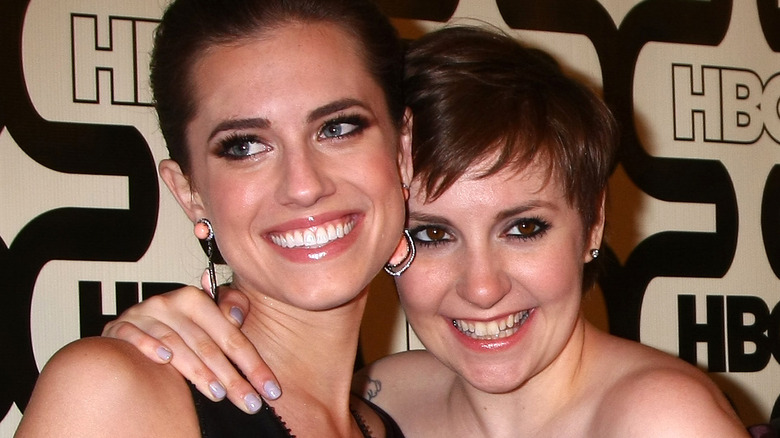 Allison Williams and Lena Dunham at the Golden Globes