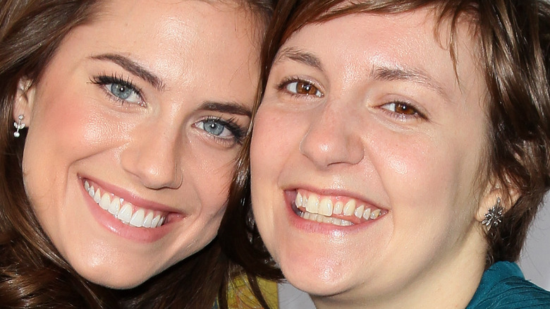 Allison Williams and Lena Dunham at the Golden Globes