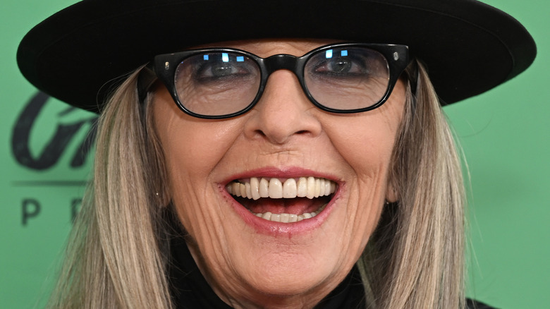 Diane Keaton black hat and turtleneck