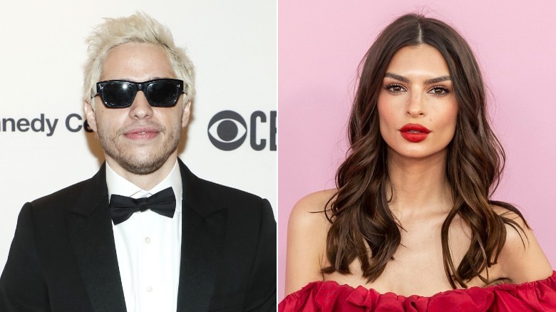 Pete Davidson and Emily Ratajkowski side by side