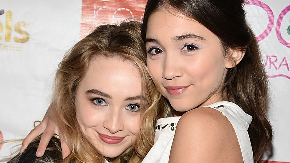 Sabrina Carpenter and Rowan Blanchard hugging