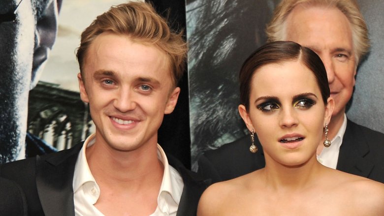 Tom Felton and Emma Watson at the premiere of "Harry Potter and the Deathly Hallows"